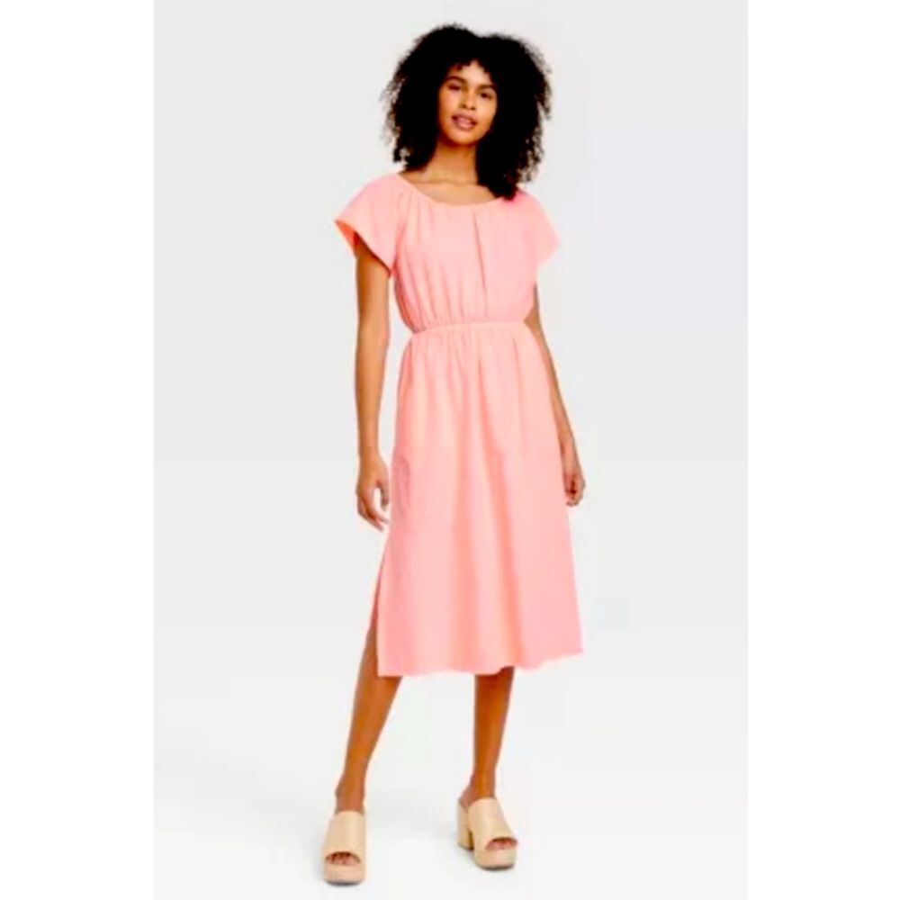Universal Thread Short Sleeve Cut Out Back Dress Pink Orange XXL - Picture 4 of 10